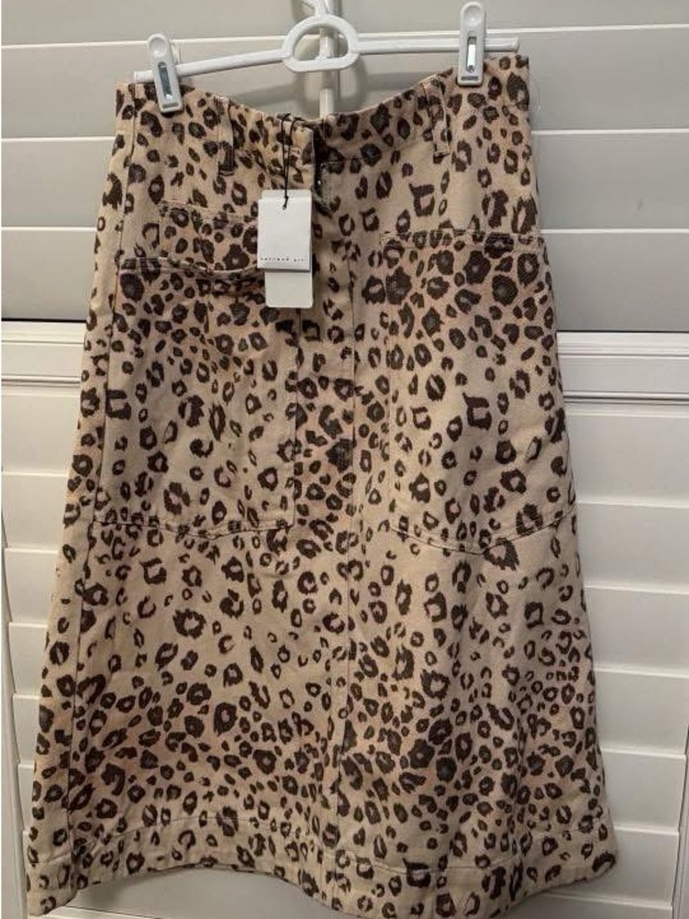 Leopard Print A-Line Skirt - Beige/Brown